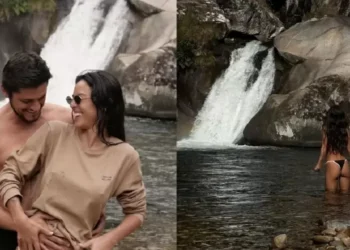 Yanna Lavigne compartilha fotos em cachoeira
