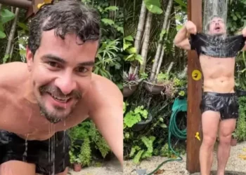 Thiago Martins posta vídeo tomando banho e ‘volume’ do shorts agita web