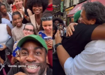 Lázaro Ramos lota livraria em Portugal e precisa dar autógrafos na rua